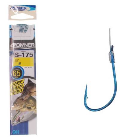 Carlige legate OWNER S-175 Keiryu Blue, 65cm, 0.16mm, Nr.8, 8buc/plic