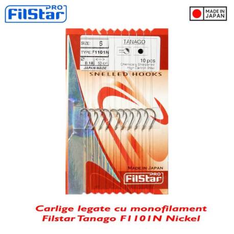 Carlige legate FILSTAR F1101N Tanago, 50cm, 0.10mm, Nr.16, 10buc/plic