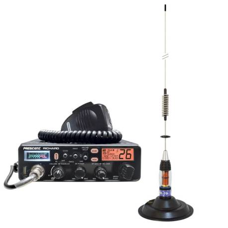 Kit statie radio CB PRESIDENTt Richard ASC 10M + antena CB PNI ML70, 70cm, 26-30MHz