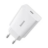 Incarcator retea BASEUS Speed Mini Fast Charger, 20W, USB-C, 3A Alb