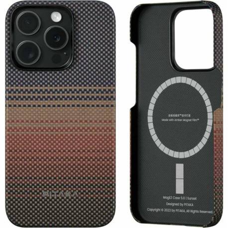 Husa de protectie PITAKA MagEZ Case 5, 1500D, pentru iPhone 15 Pro, compatibila MagSafe Sunset