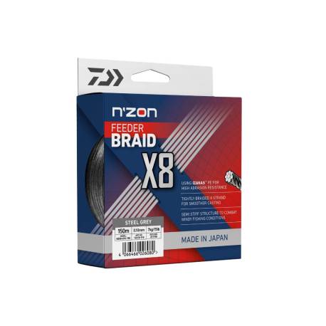 Fir textil DAIWA N'Zon X8 Braid Steel Grey 0.08mm, 5.0kg, 150m