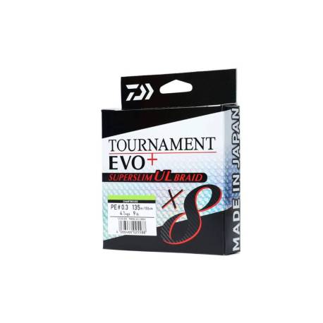 Fir textil DAIWA TournamentT EVO+ Super Slim Braid X8, PE 0.3, 4.1kg, 135m