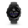 Ceas GARMIN fēnix E – 47mm, AMOLED Oţel gri ardezie cu Curea din silicon negru