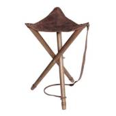 Scaun pliabil cu 3 picioare 75cm, sezut din piele, ciocolata