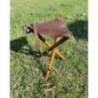 Scaun pliabil cu 3 picioare 60cm, sezut din piele, ciocolata