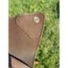 Scaun pliabil cu 3 picioare 60cm, sezut din piele, ciocolata