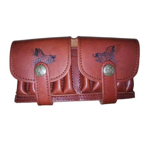 Toc port glont din piele TAPEL, 10 posturi, model mistret, maro roscat
