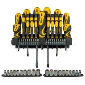 Set de surubelnite STANLEY STHT0-62143, biti si tubulare, tija din otel de inalta calitate, maner moale, include suport, 57