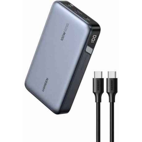 Baterie externa UGREEN Nexode 20000mAh, 100W, 2x USB-C, 1x USB-A, Digital display, cablu USB-C inc