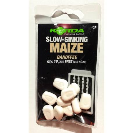 Porumb artificial KORDA SLOW SINKING MAIZE BANOFFEE ALB 10 buc/plic