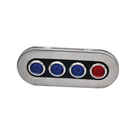 Panou de control electric inox, IP65, comutatoare LED, 4 x ON-OFF blue