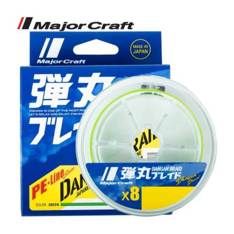 Fir textil MAJOR CRAFT DANGAN BRAID 8X 150m PE 0.8 16lb Fluo Light Green