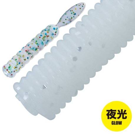 Naluca MAJOR CRAFT AJI-DO WORM CANDOLL 5cm 010 Glow White Silver Lame 8 buc/plic
