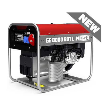 Generator de curent trifazat MOSA GE8000 BBT, 8kVA/400V, motor pe benzina Briggs&Stratton 11CP, pornire manuala