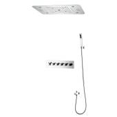 Dus cu montare pe tavan WAINCRIS, 5 functii terapeutice, iluminare LED si bluetooth, inox 580x380mm