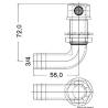 Aerisire combustibil la 90° OSCULATI 20.289.01, inox, 19mm