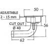 Aerisire combustibil la 90° OSCULATI 20.267.61, inox, cap 50mm, 16mm