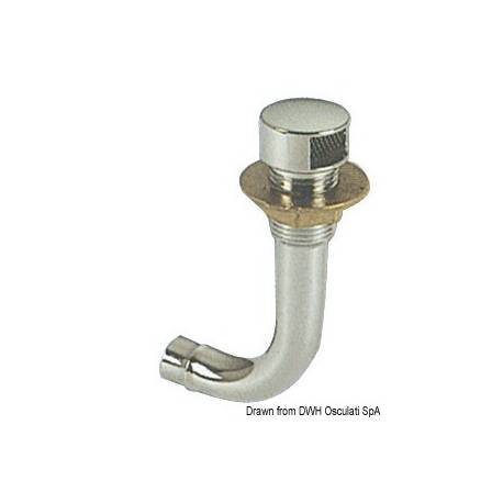 Aerisire combustibil OSCULATI 20.287.92, cu cot la 90° stanga, 16mm, alama cromata