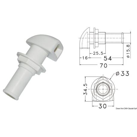 Aerisire rezervor combustibil OSCULATI 20.283.00, plastic, 16mm