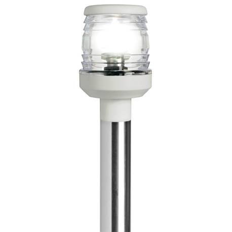 Lumina navigatie Classic 360° pe stalp detasabil inox 100cm, carcasa lumina plastic alb