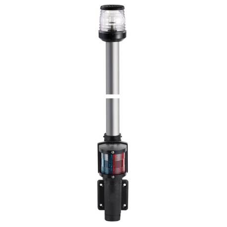 Lumina navigatie 360° verde/rosu pe stalp cu montare bulkhead 100cm, carcasa neagra