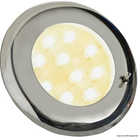 Plafoniera Batsystem Nova 2, 12 LED-uri albe, corp ABS cromat cu comutator