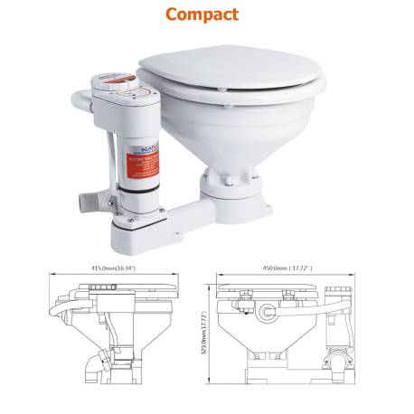 Toaleta electrica SEAFLO Compact, 24V, 450 x 415 x 323mm