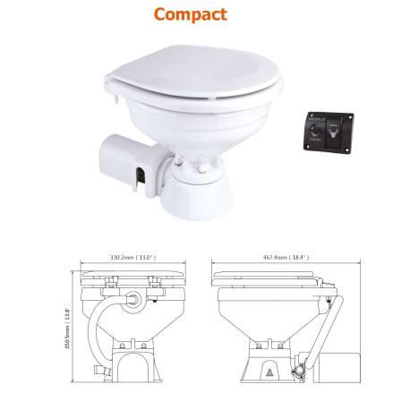 Toaleta electrica SEAFLO Compact, 24V, 330 x 468 x 350mm