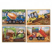 Set 4 puzzle lemn in cutie Vehicule pentru constructii Melissa&Doug