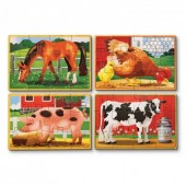 Set 4 puzzle lemn in cutie Animale domestice Melissa&Doug
